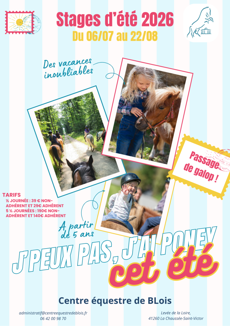 ☀️🐴 Les stages d&rsquo;été sont de retour au Centre Équestre de Blois ! 🐴☀️